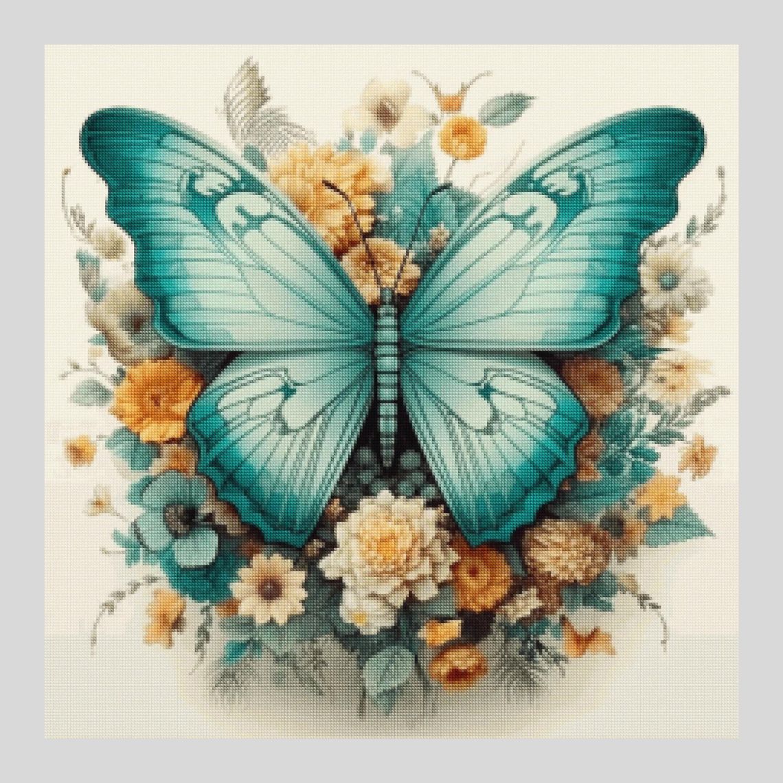 Turquoise Butterfly - Diamond Painting Kit